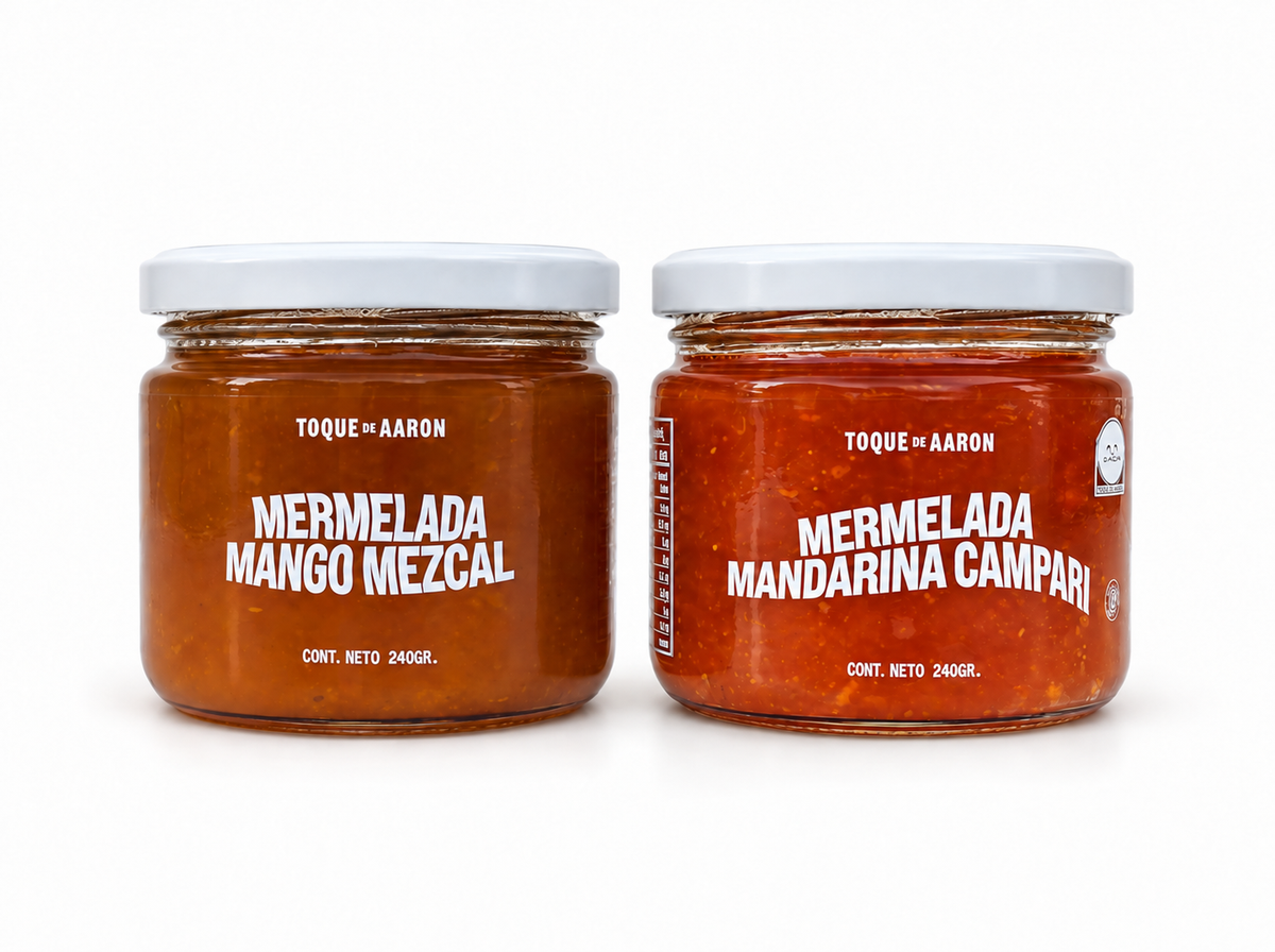Dúo de Mermeladas Especiales Toque de Aaron con Mango Mezcal y Mandarina Campari